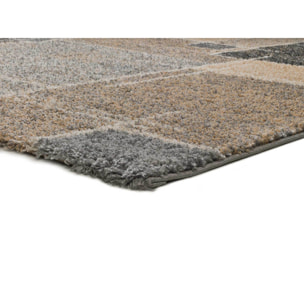 IRATI Alfombra geométrica de pelo largo beige, varias medidas disponibles.