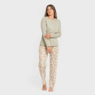 Pijama largo algodón Tebas Verde cacería