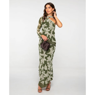 Blusa asimétrica con estampado de flores de mujer
