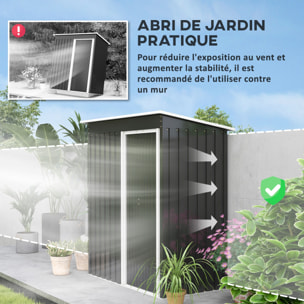 Abri de jardin - remise pour outils - cabanon porte coulissante - dim. 163L x 89l x 182H cm - tôle d'acier noir blanc