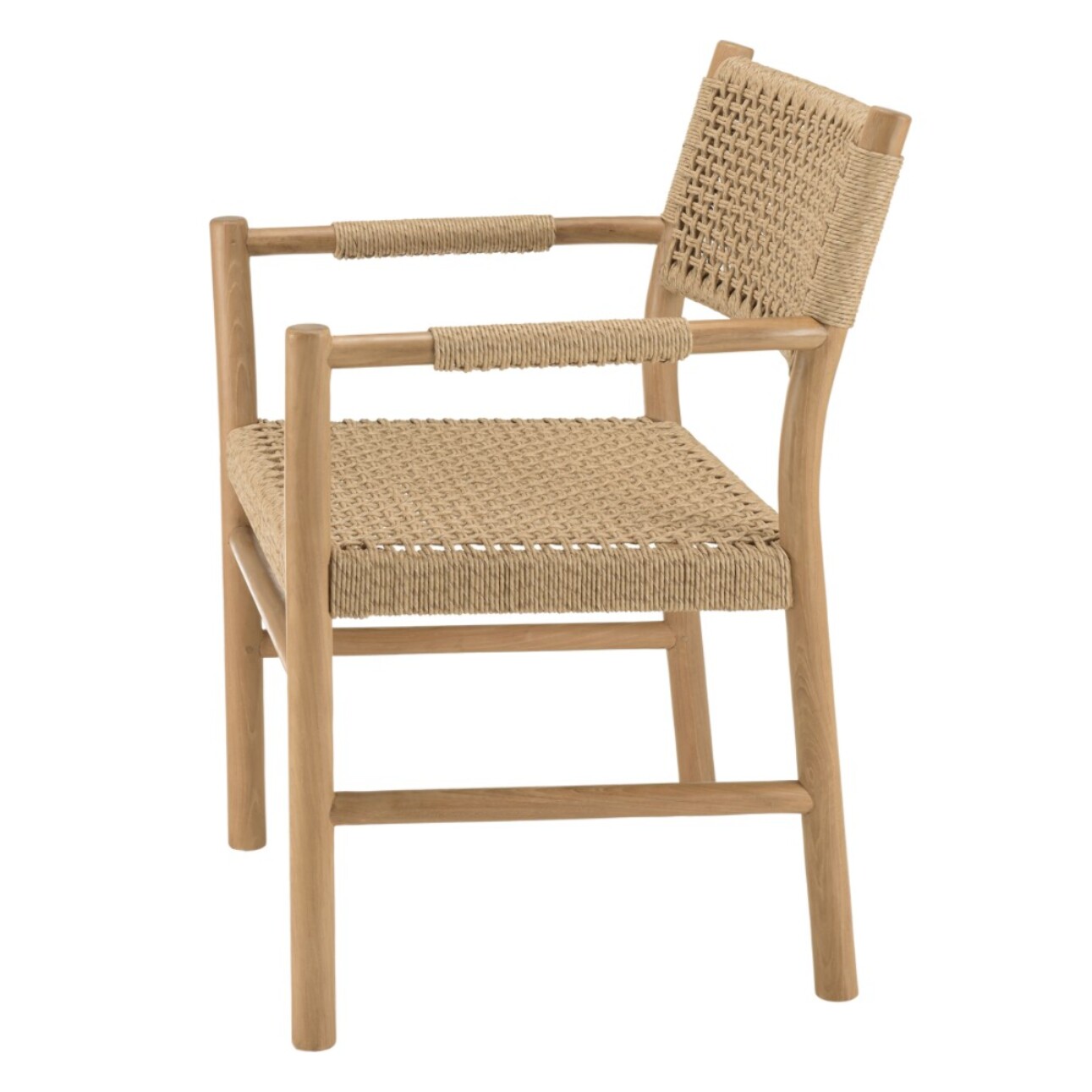 VALERIA - Lot de 2 fauteuils jardin accoudoirs teck rotin synthétique beige