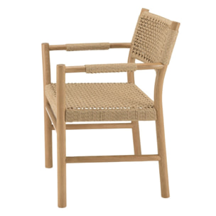 VALERIA - Lot de 2 fauteuils jardin accoudoirs teck rotin synthétique beige