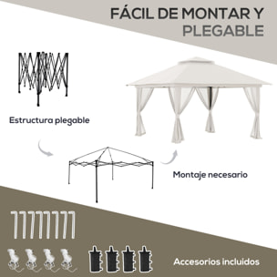 Carpa Plegable Pop-up 3,92x3,92x2,83 m con Altura Ajustable Protección UV50+