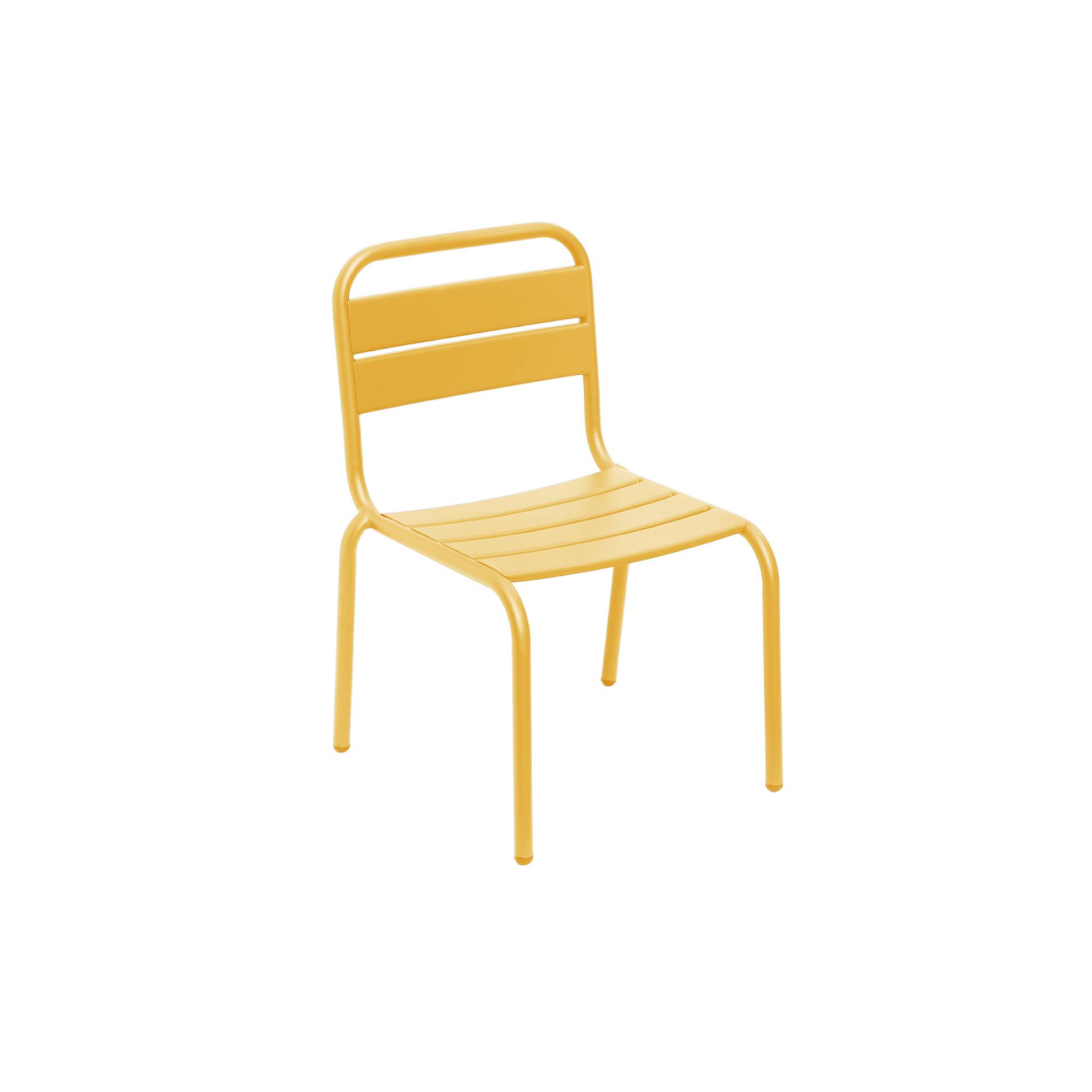 Lot de 2 chaises en métal jaune pour enfant. salon de jardin enfant