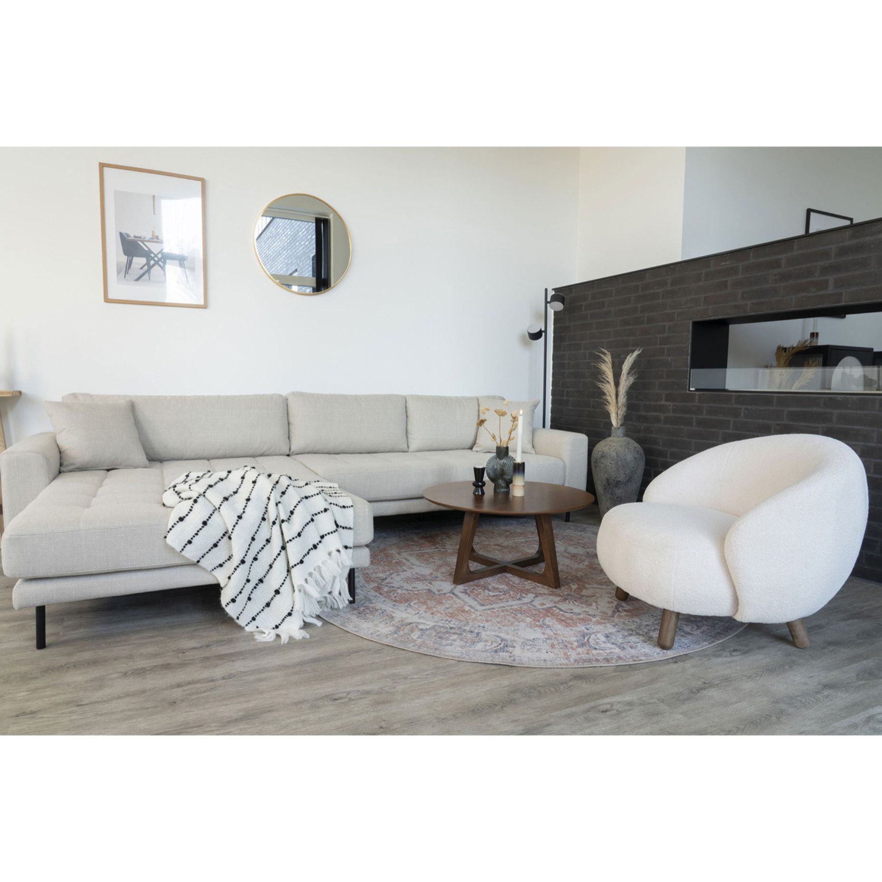 Tavolino da caffè Hellerup in impiallacciatura di noce, ø75×36 cm