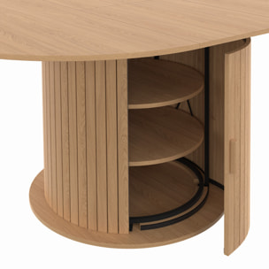 Table à manger ronde extensible Albane Ø110-150cm avec rangements
