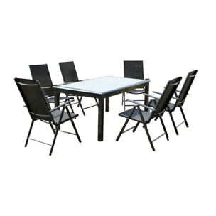 Table de jardin et 6 chaises en aluminium gris BAFFADI