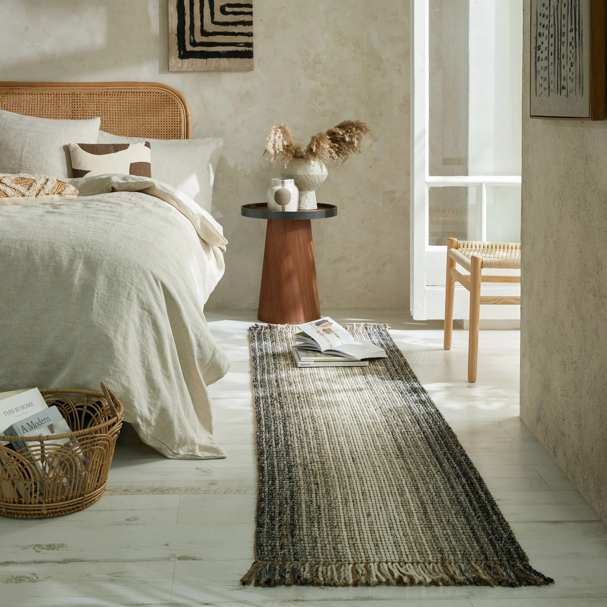 Tapis en jute de couloir OMBRE Gris