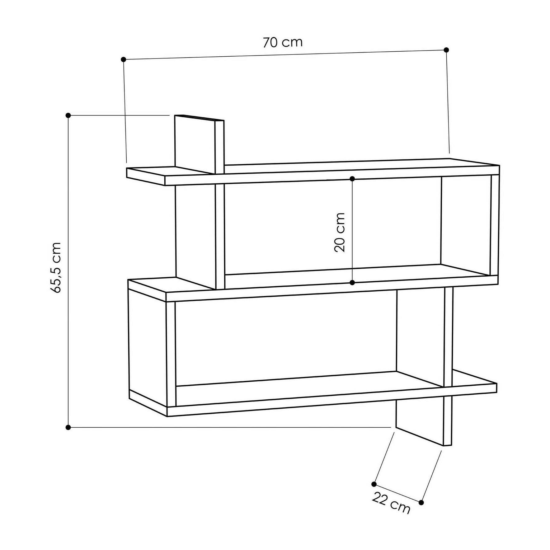 Mensola Dpilat, Scaffale, Ripiano a muro, Scaffalatura multiuso, 70x22h66 cm, Quercia