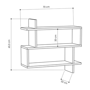 Mensola Dpilat, Scaffale, Ripiano a muro, Scaffalatura multiuso, 70x22h66 cm, Quercia