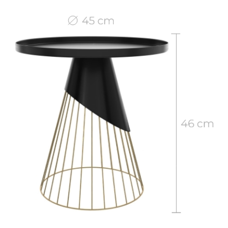 Table d'appoint ronde en métal noir et laiton D45 cm - Corry