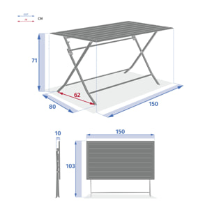 Table de jardin pliante rectangulaire Azua Houblon & Blanc