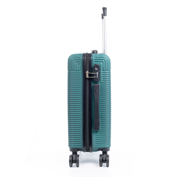 Juego de 3 maletas trolley rígidas ultraligeras, de ABS de alta resistencia. Cerradura numérica, 4 ruedas giratorias 360°.