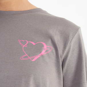 Maglietta Crop in cotone SPECIAL piombo rosa