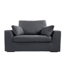 Fauteuil XL TRESSIN 145 cm fixe tissu coton Anthracite - 100% déhoussable - Fab. France