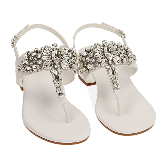 Sandali infradito bianchi, tacco 3,5 cm