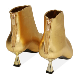 Botines de tacón dorado laminado, tacón 5,5 cm