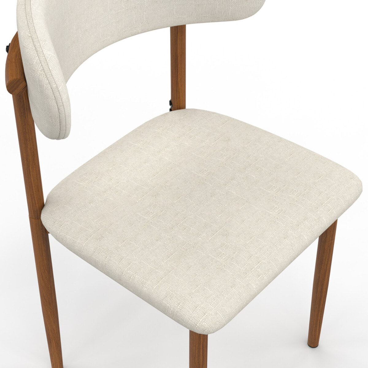 Chaises Callisto tissu beige pieds effet noyer - lot de 6