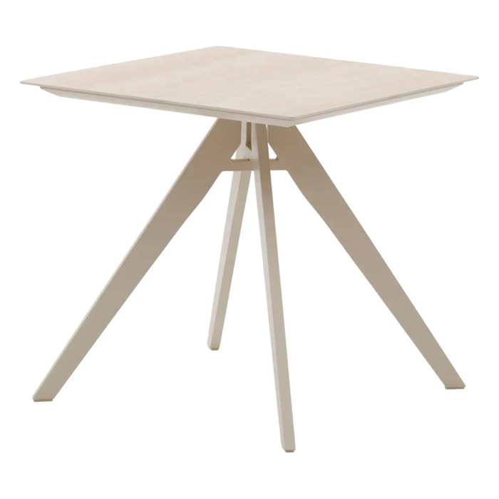 Table de jardin carrée "Terzano" vanille & argile 2 places en aluminium