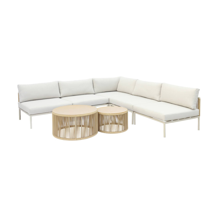 Salon de jardin modulable aluminium et cordes 5 places ORIAL