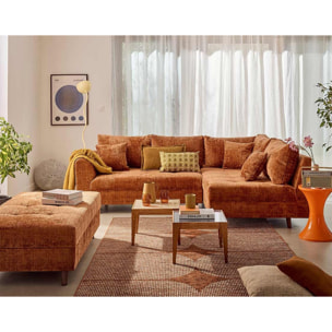 Rune - canapé d'angle droit 4 places en velours texturé - Rouille