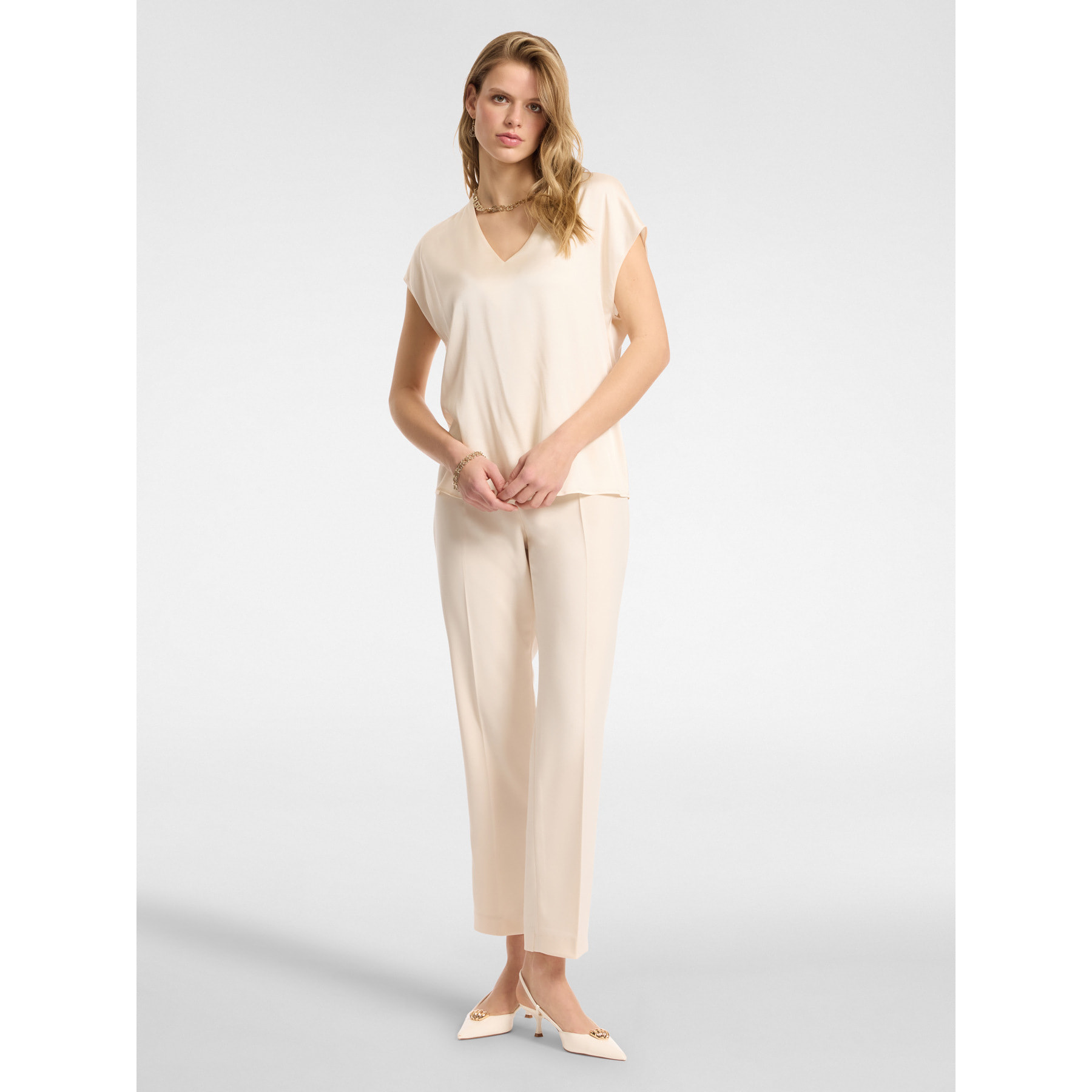 Elena Mirò - Pantalones rectos de cady elástico - Beige