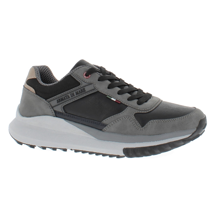 Armata di Mare Scarpe Uomo Sneakers Casual Stringate con Soletta Rimovibile in Memory Foam AMU W24N624 Grey Black