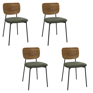 Lot de 4 Chaises - HOME DECO FACTORY - Jules - Design Épuré - Vert