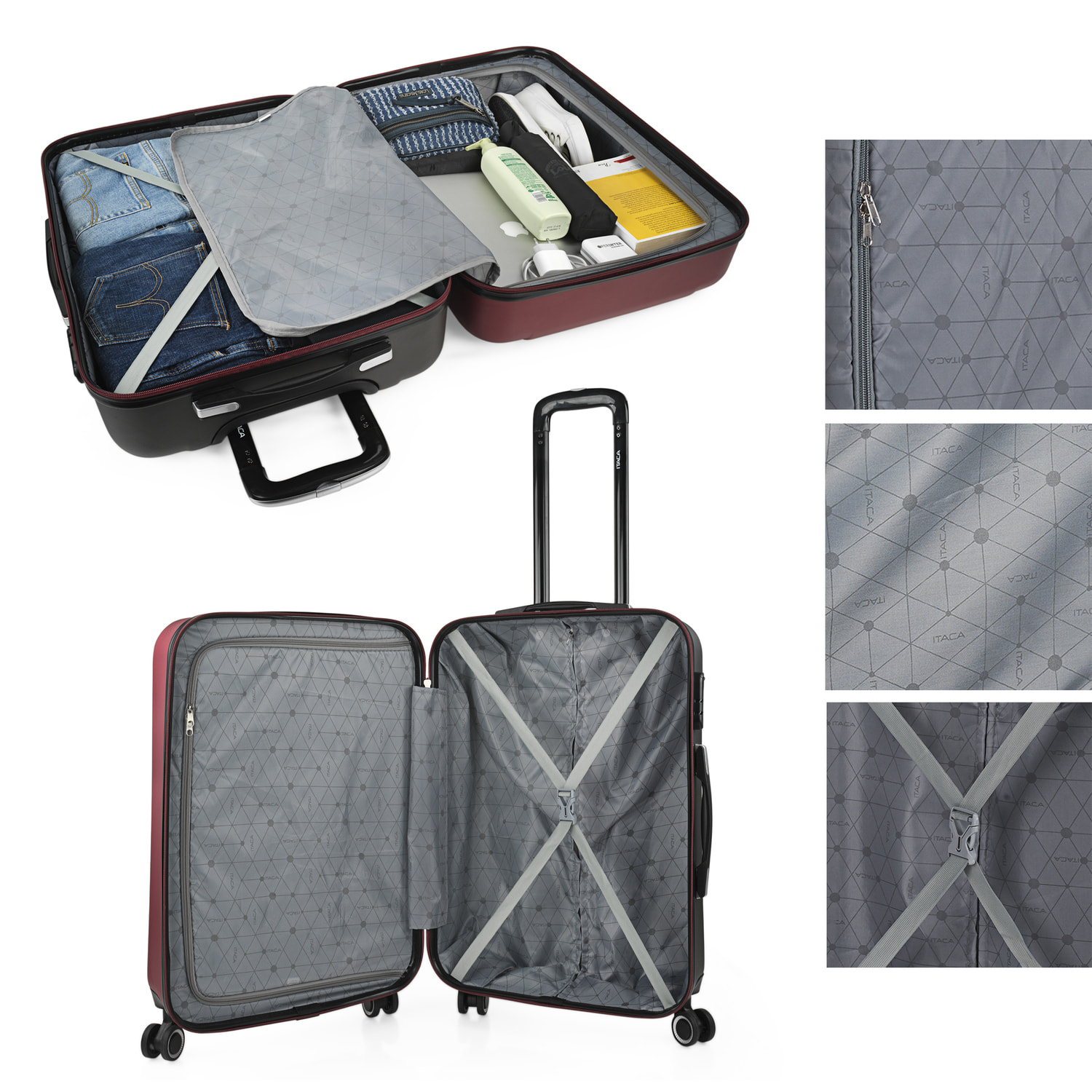 Maleta Itaca Tiber Set De 2 Unidades Granate-Antracita