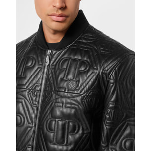 PHILIPP PLEIN Bomber de cuero MONOGRAM