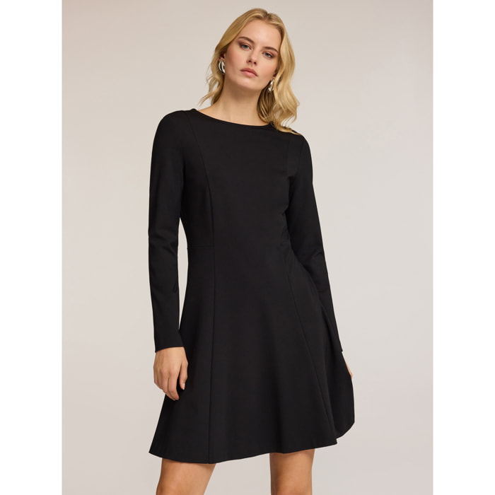 Motivi - Vestido flare en punto milano - Negro