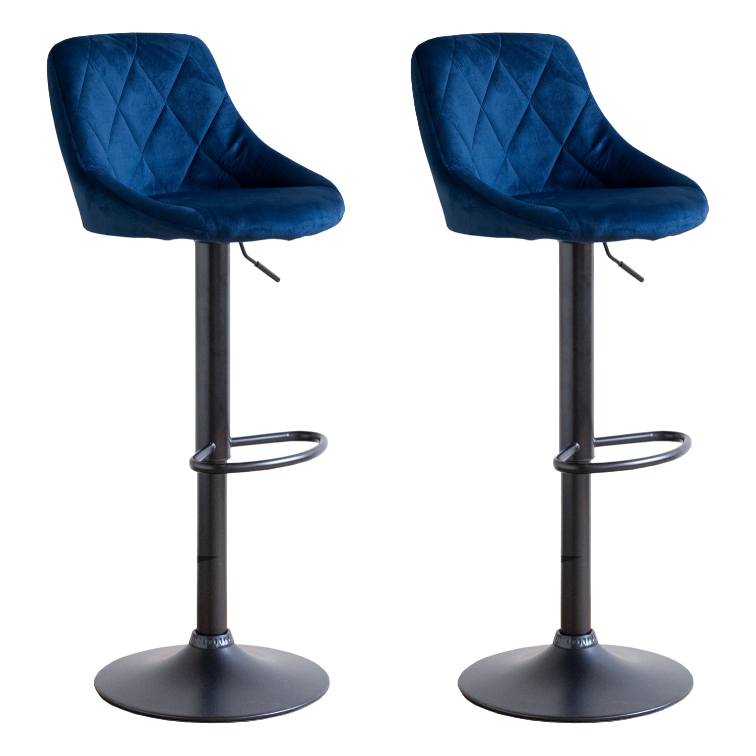Lot de 2 tabourets de bar en velours bleu ROBIN
