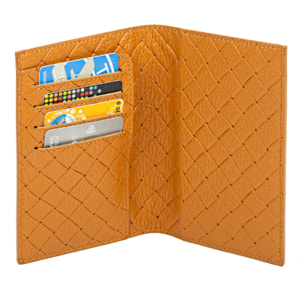 Azzano tarjetero billetero de piel auténtica Dollaro grabado entrelazado.