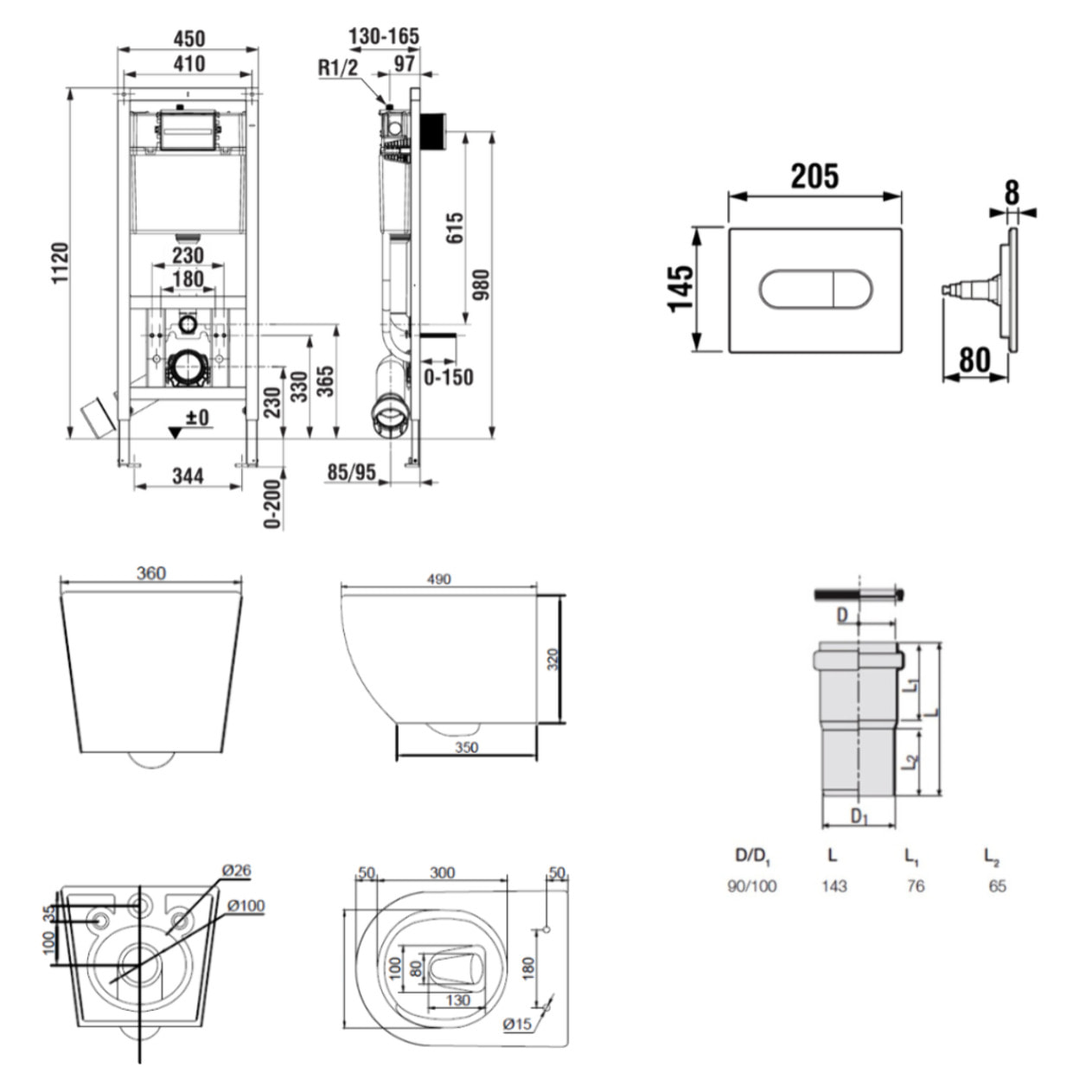 Pack WC bâti-support + WC suspendu sans bride Ceramia PixL avec abattant SoftClose + plaque (ROCEPXWT01-FR)