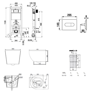 Pack WC bâti-support + WC suspendu sans bride Ceramia PixL avec abattant SoftClose + plaque (ROCEPXWT01-FR)