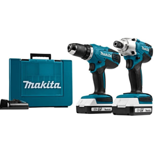 Perceuse sans fil 18V DF4880 + clé à chocs 18V TD127D - MAKITA - avec 2 batteries 18V 1.5 Ah + chargeur + 30 embouts - DK18A35X1