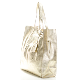 Borse Donna colore Dorato-in pelle Made in Italy 34x28x12cm