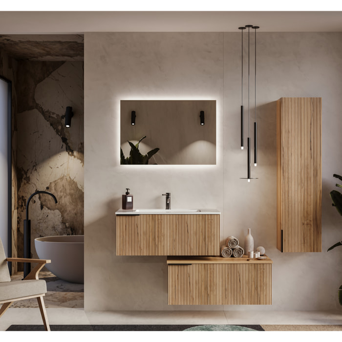 MOBILE DA BAGNO CANNES 90 ROVERE CHIARO- 6 PEZZI