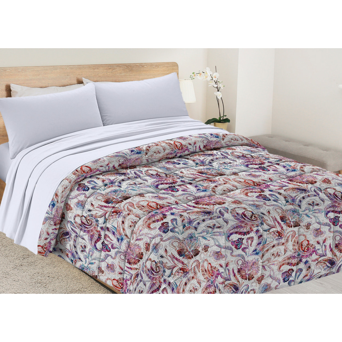 Trapunta Invernale 300gr Diadema Flora Stampa Digitale Fantasia Floreale D5