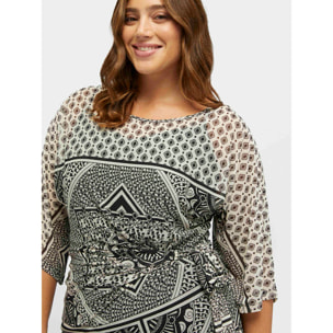 Fiorella Rubino - T-shirt in tulle stampa bandana - Nero