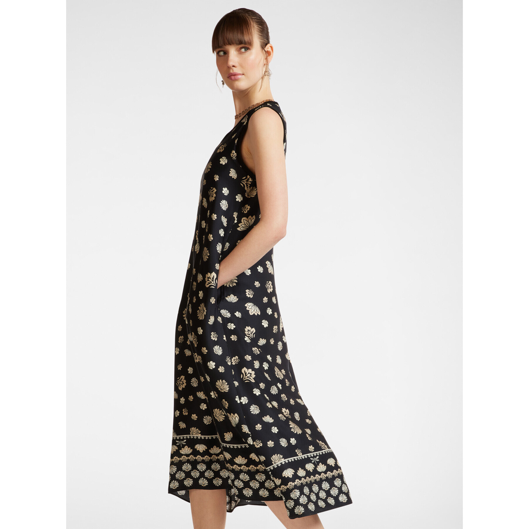 Elena Mirò - Vestido midi con estampado étnico - Negro