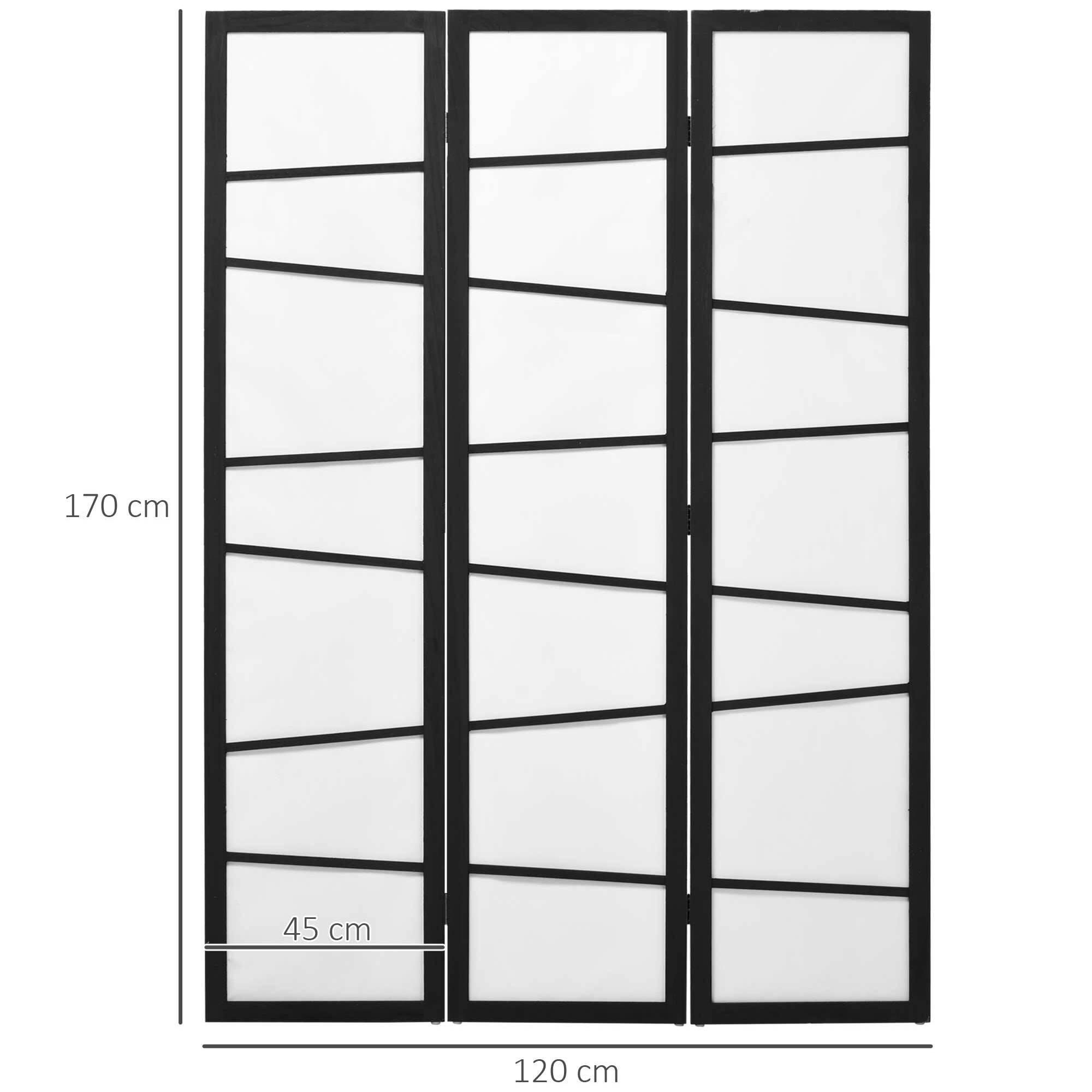 Biombo de 3 Paneles Divisor de Habitación Plegable 120x170 cm Separador de Ambientes de Madera Decoración para Oficina Dormitorio Salón Negro y Blanco