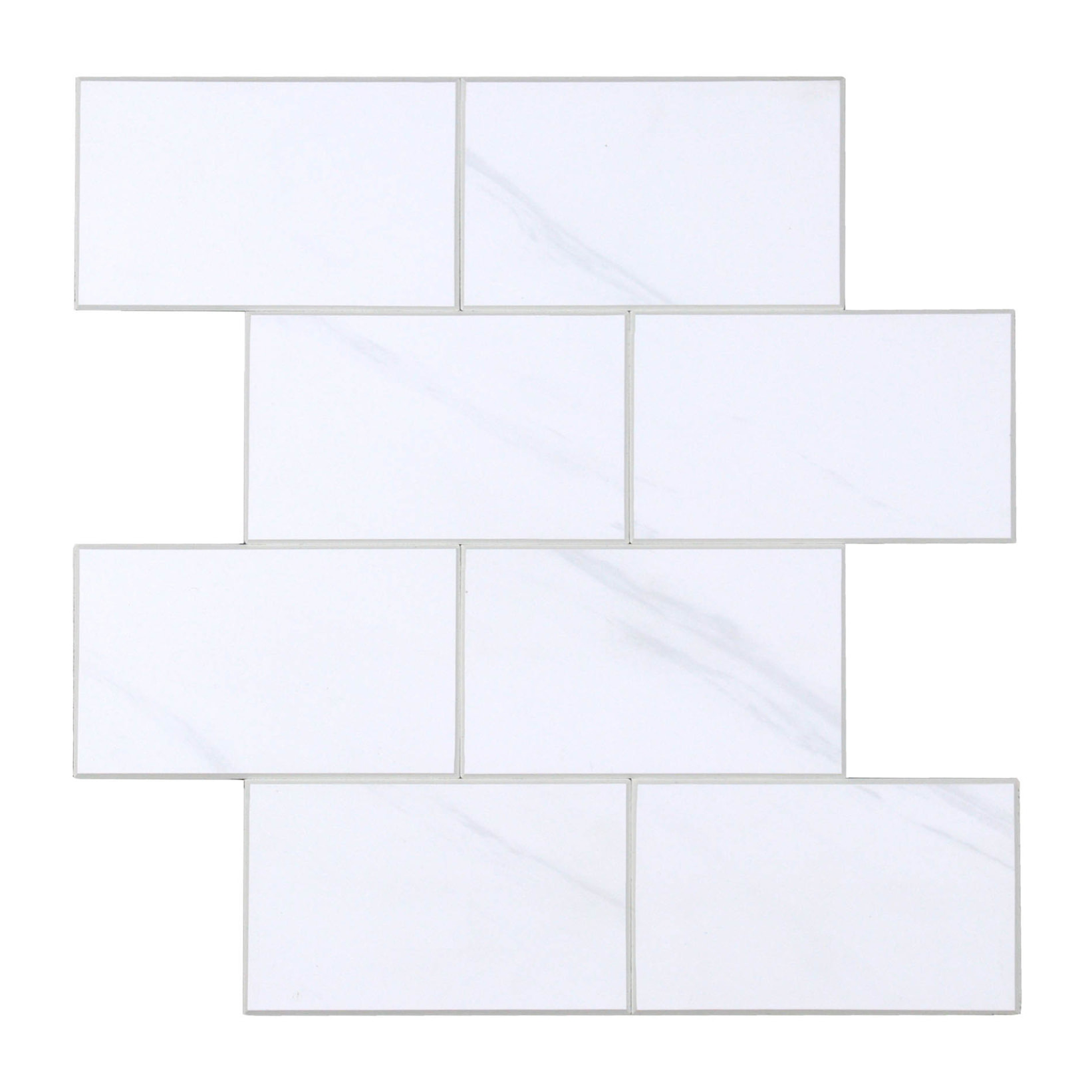 Crédence adhésive murale 3D  - Effet carrelage 4 pièces - Blanc