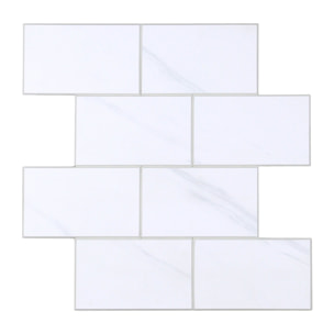 Crédence adhésive murale 3D  - Effet carrelage 4 pièces - Blanc