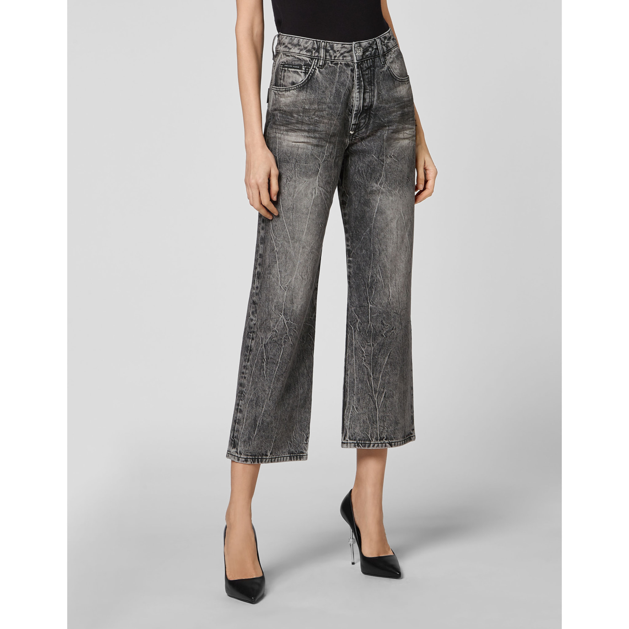 PHILIPP PLEIN Pantaloni in denim vestibilità loose ICONIC PLEIN