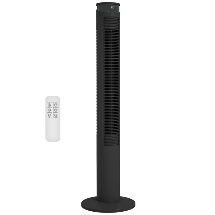 Ventilateur colonne oscillant 45W 3 vitesses 4 modes télécommande timer 12h filtre amovible noir