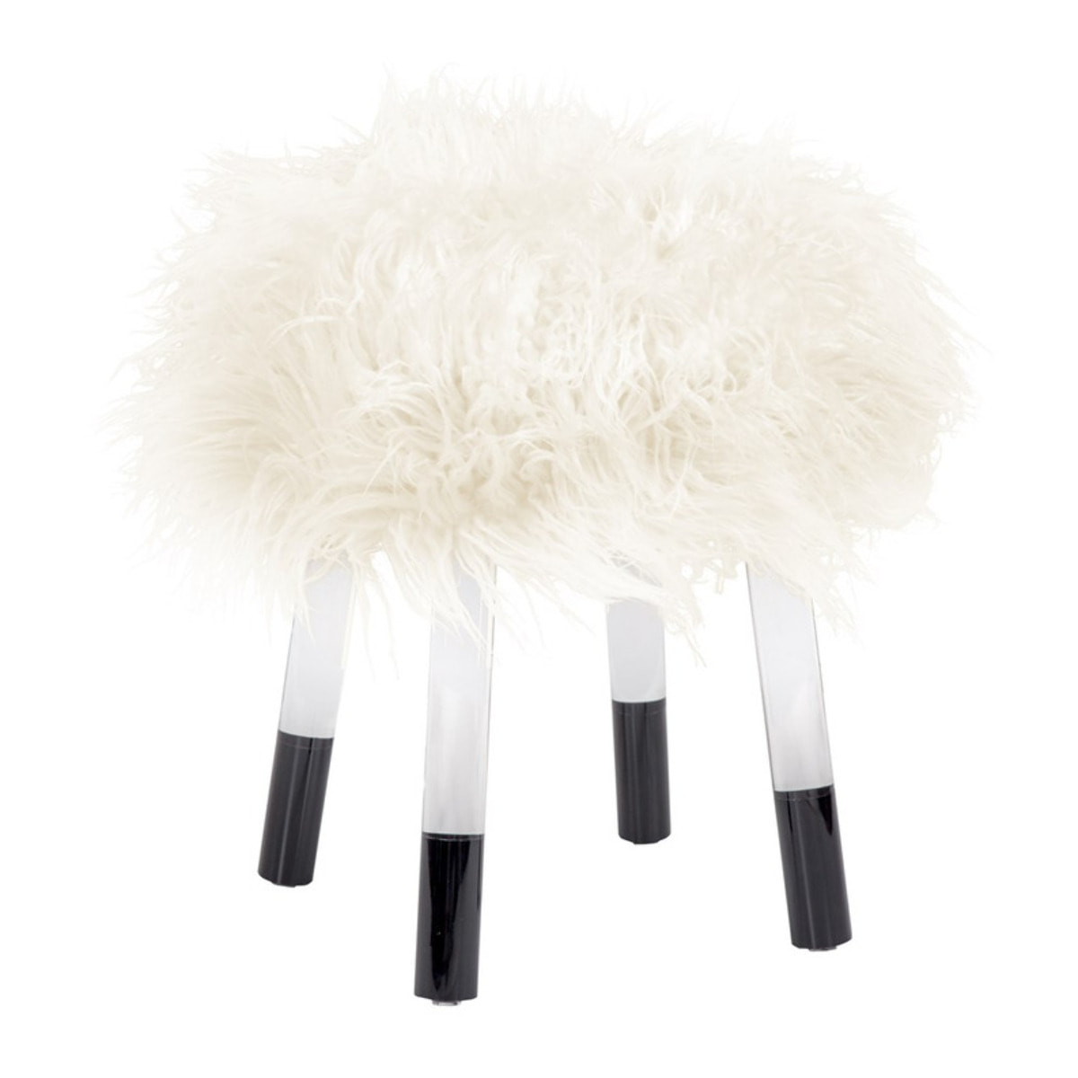 Pouf contenitore Laika 100 in ecopelliccia bianca