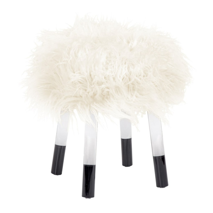 Pouf contenitore Laika 100 in ecopelliccia bianca