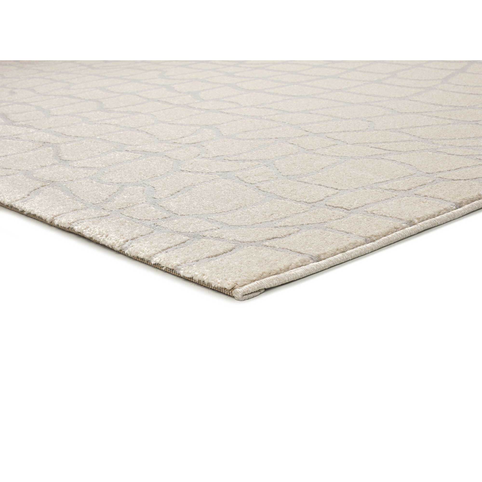 BARESA Alfombra moderna con relieve en tonos crema y gris, varias medidas disponibles