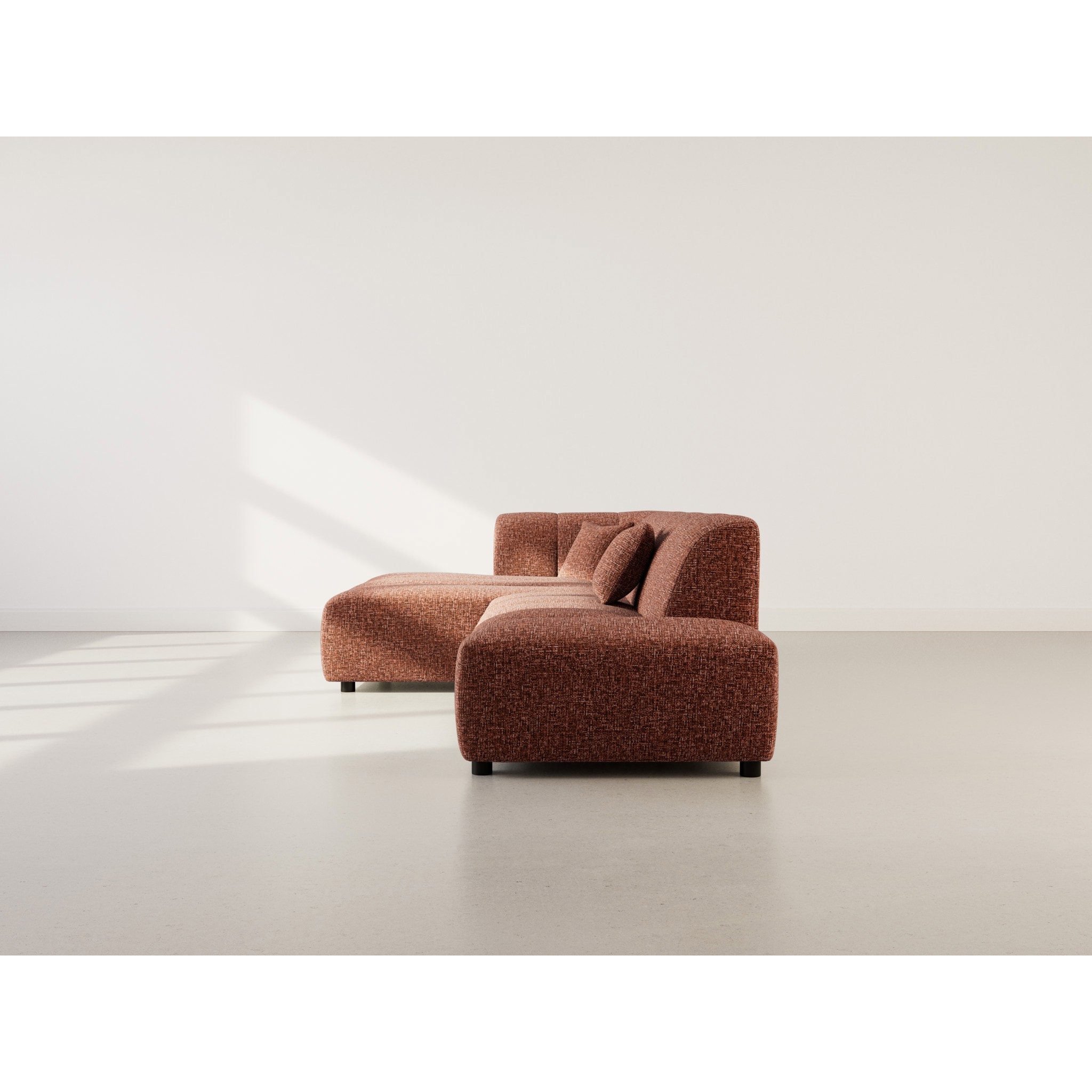 Curtis - canapé d'angle gauche 4 places sans accoudoir en tissu texturé - Terracotta